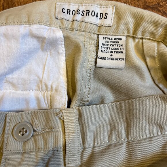 Vtg. Crossroads Flat Panel Pants Size 8 Short Length Beige 100% Cotton EUC - Picture 12 of 13
